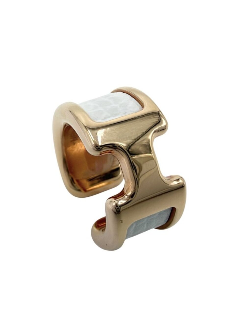 Hermes Earrings Olympe PM Ear Cuff Leather Plated White Gold